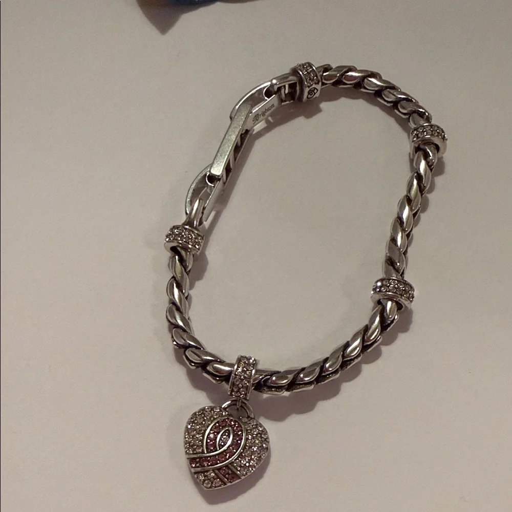 Brighton Silver Heart Charm Bracelet with Floral Drawstring Pouch - Multicolor - Picture 10 of 12
